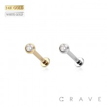 14Kt GOLD INTERNALLY THREADED GEM BALL PRESS FIT GEM LABRET/MONROE SET